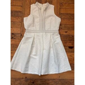 NWT PAPPAGALLO Sz: 18  White Floral Brocade A Line Dress (b56) Easter Summer